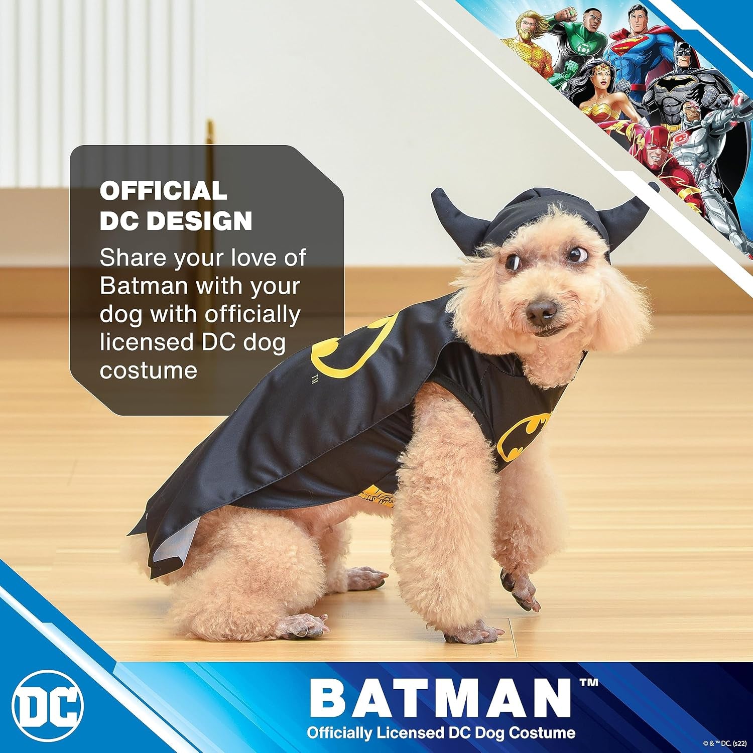 Batman Dog Costume, Size Small | Best  Batman Halloween Costume for Small Dogs | Funny Dog Costumes | Official Batman Costume for Pets Halloween