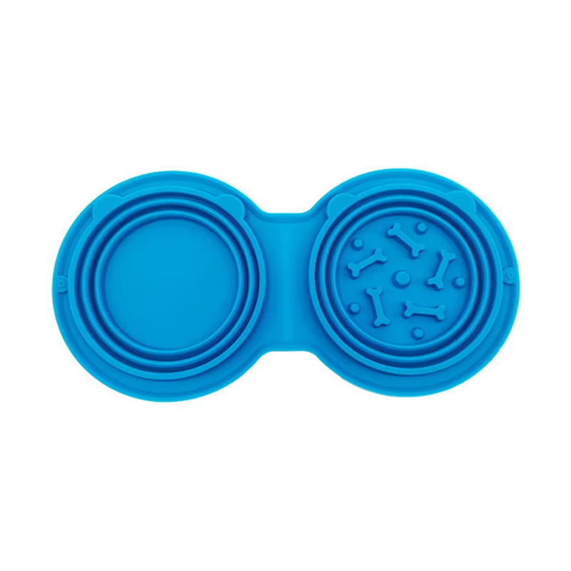 2 in 1 Silicone Collapsible Dog Bowl Portable Pet Drinking Bowl for Dog Cats Foldable Puppy Slow Feeder Bowl Dog Accessories