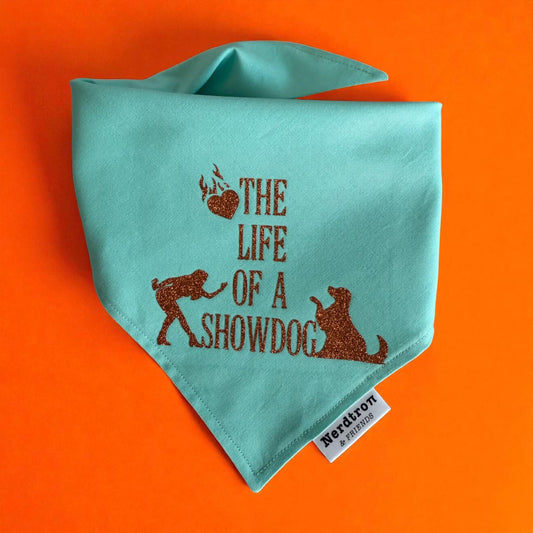 Life of a Showdog Bandana – Teal & Orange Glitter | TS12 Inspired | Life of a Showgirl Dog Bandana | Next Era Showdog Accessory