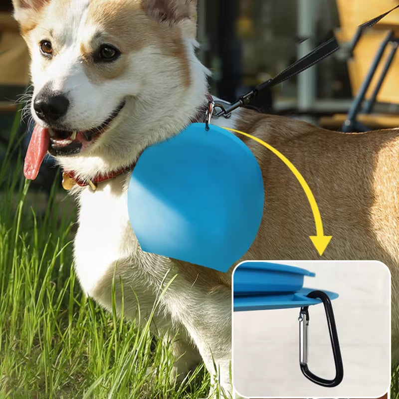2 in 1 Silicone Collapsible Dog Bowl Portable Pet Drinking Bowl for Dog Cats Foldable Puppy Slow Feeder Bowl Dog Accessories