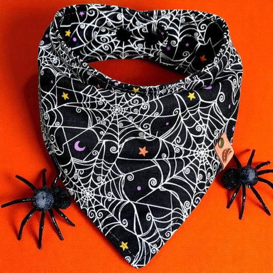 Halloween Dog Bandana Halloween Scarf Halloween Dog Gift Fall Dog Bandana Dog Costume Black and Orange Dog Bandana Spiderweb Bandana