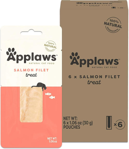 Natural Cat Treats, Grain-Free, Single Ingredient, Whole Protein Fillet, Healthy Snacks with No Artificial Additives (6 X 1.06Oz Whole Salmon Loin)