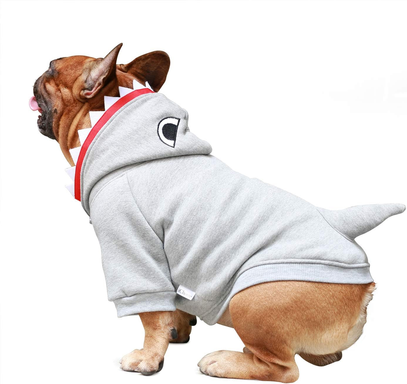 Shark Dog Halloween Costumes Clothes Sweater Cute Funny for French Bulldog Cold Weather Winter Coats Hoodies Frenchie English Pug Pitbull Corgi Puppy - Grey/Large Plus