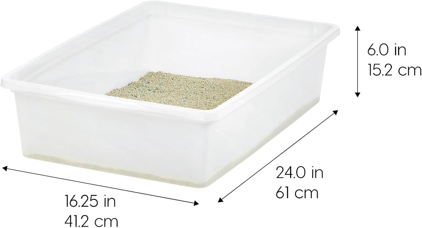 IRIS USA Large Open Top Cat Litter Box, Kitty Litter Pan, Pearl