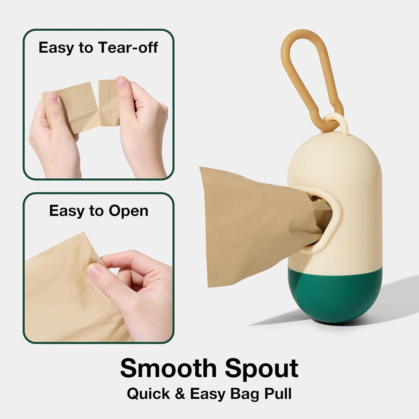 Dog Poop Bag with Dispenser, Leak Proof and Extra Thick Pet Waste Bags for Dog Walking and Cat Litter, Sandalwood & Almond Scented, 105 Count