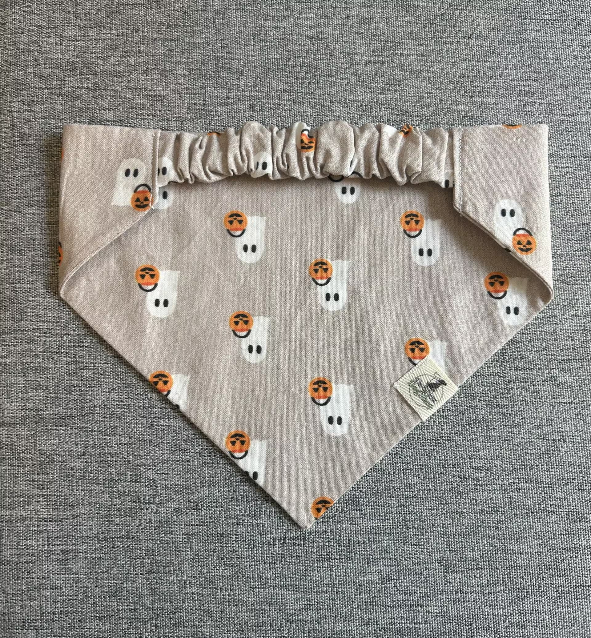 Ghost Trick or Treat Scrunchie Dog Bandana, Halloween Pet Accessories, Fall Bandanas