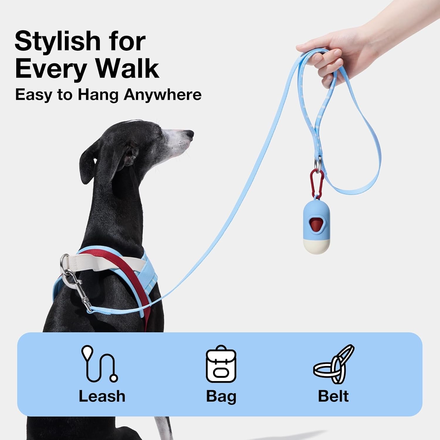 Dog Poop Bag with Dispenser, Leak Proof and Extra Thick Pet Waste Bags for Dog Walking and Cat Litter, Rose & Amberwood Scented, 105 Count