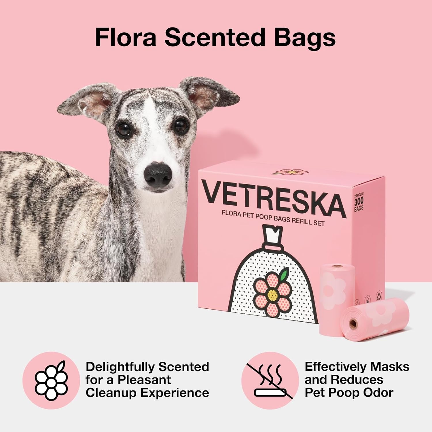 Dog Poop Bags Lavender Scented Pet Waste Bags Leak Proof & Extra Thick Waste Bags for Dog Walking and Cat Litter 300 Counts 20 Refill Rolls 9 * 13 Inches