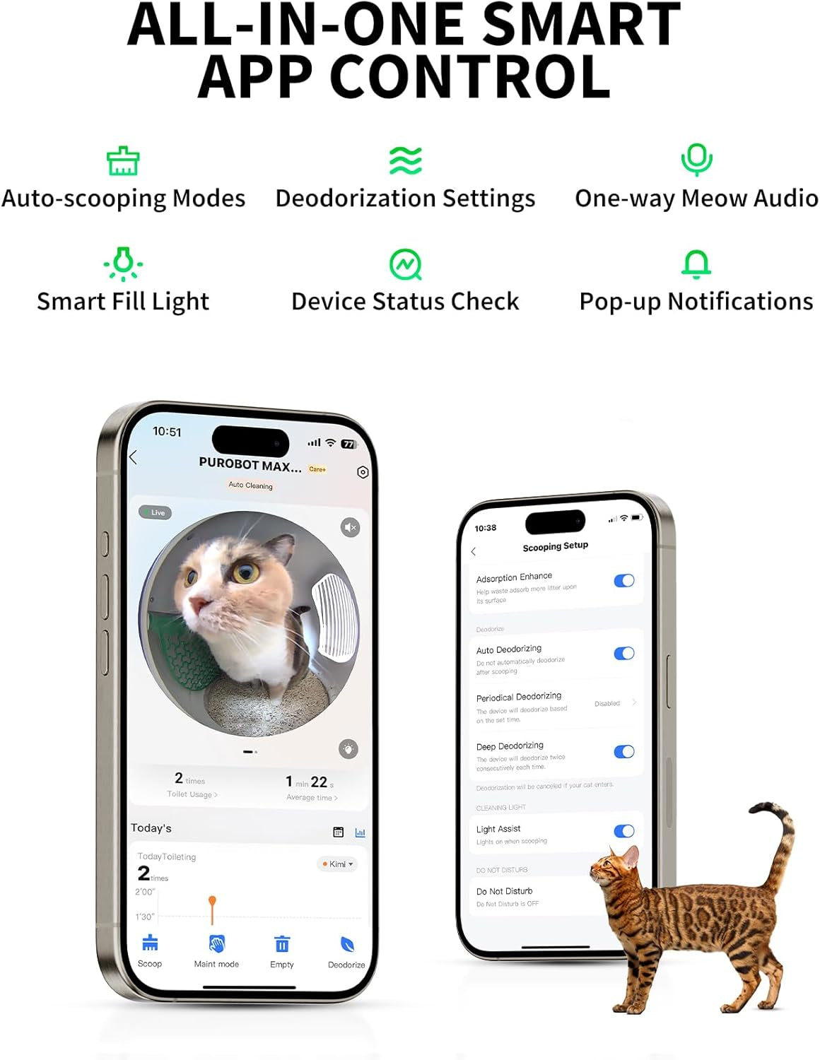 2025 Purobot Max Pro Ai-Camera Self Cleaning Cat Litter Box, 210° Wide Angle Lens Night Vision Cat Facial Recognition Automatic Litter Box with 5G Wifi App Control Odor-Free