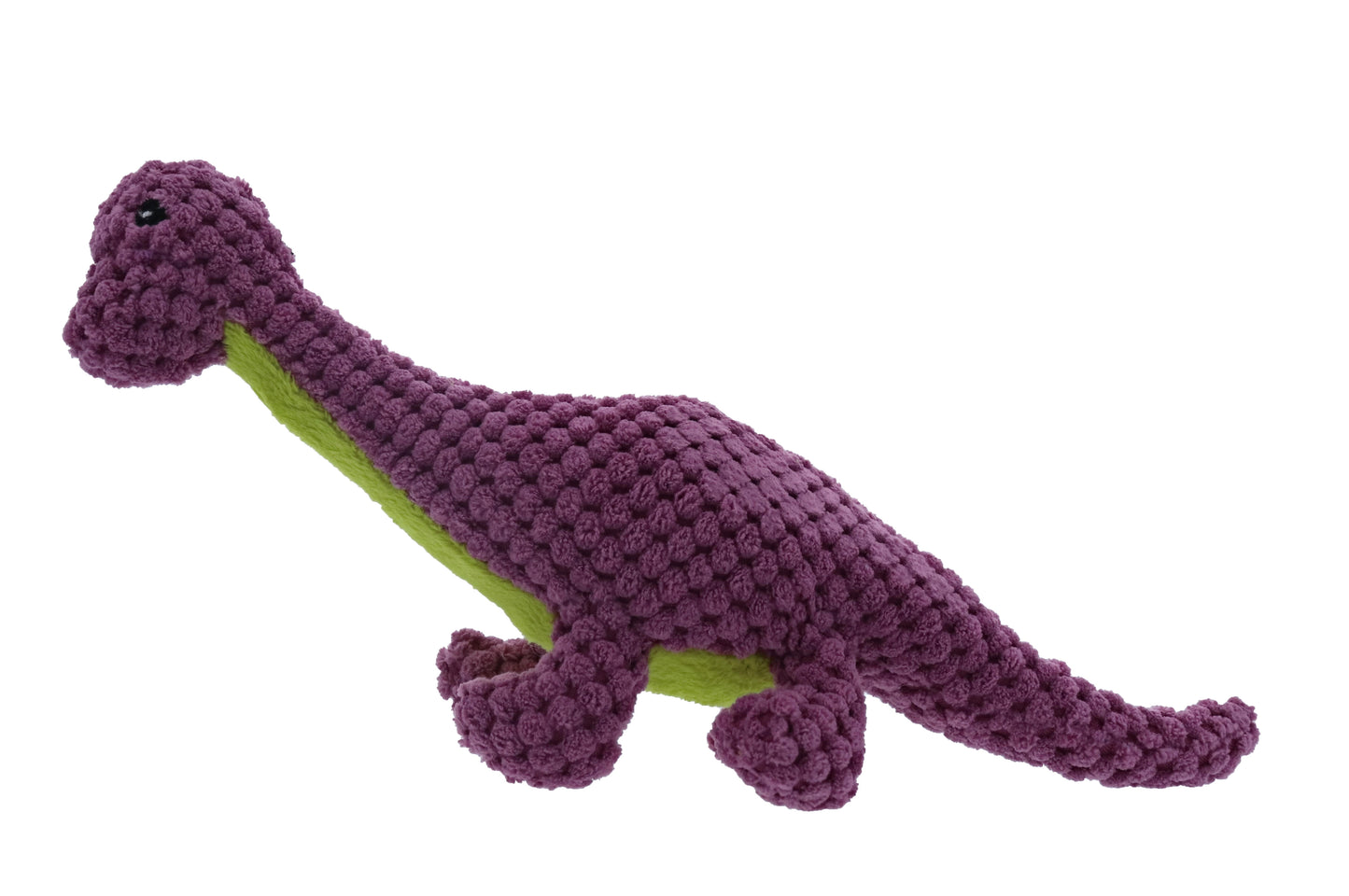 Jurassic Cord Crew Brachiosaurus Dog Toy – Durable Squeaky Plush for Small Dogs, Purple Dinosaur Chew & Tug Toy
