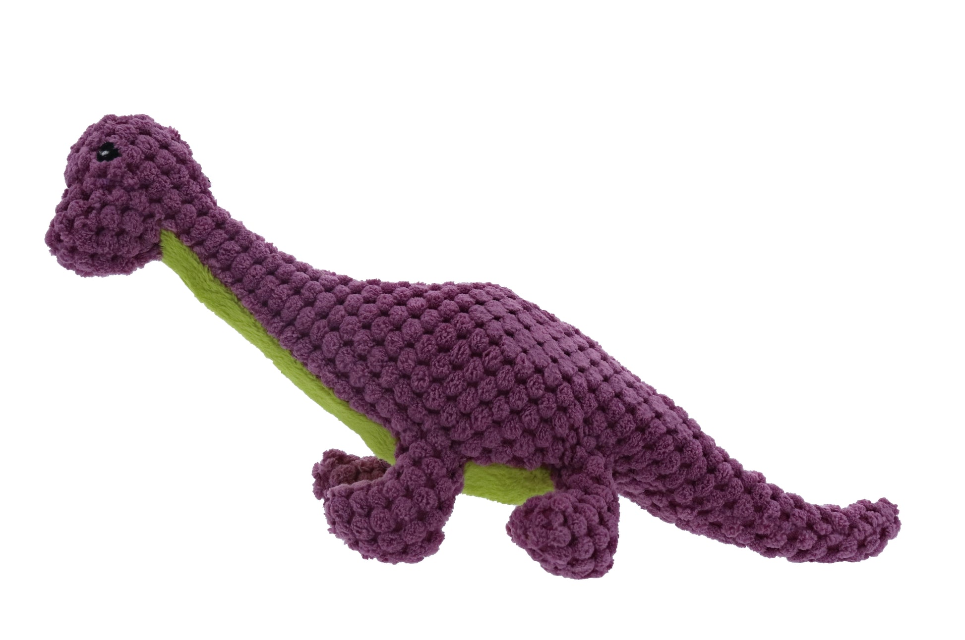 Jurassic Cord Crew Brachiosaurus Dog Toy – Durable Squeaky Plush for Small Dogs, Purple Dinosaur Chew & Tug Toy