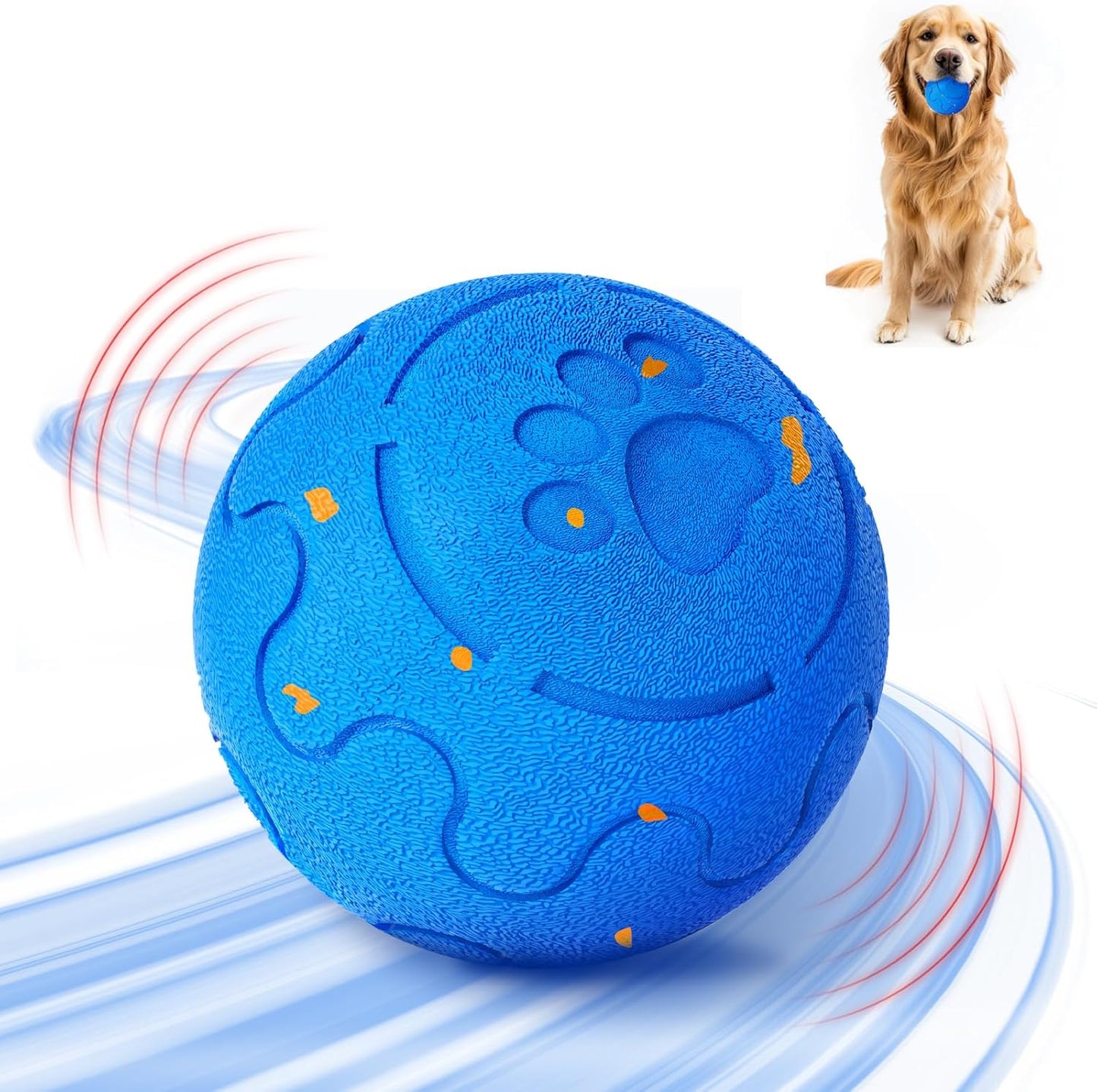 Interactive Dog Ball, Smart Dog Toy for Medium and Large Dogs, Automatic Moving, Rotating & Bouncing, E-TPU Material, IP54 Waterproof, Motion-Activated Dog Stimulation Toy to Keep Them Busy