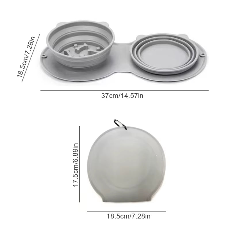 2 in 1 Silicone Collapsible Dog Bowl Portable Pet Drinking Bowl for Dog Cats Foldable Puppy Slow Feeder Bowl Dog Accessories