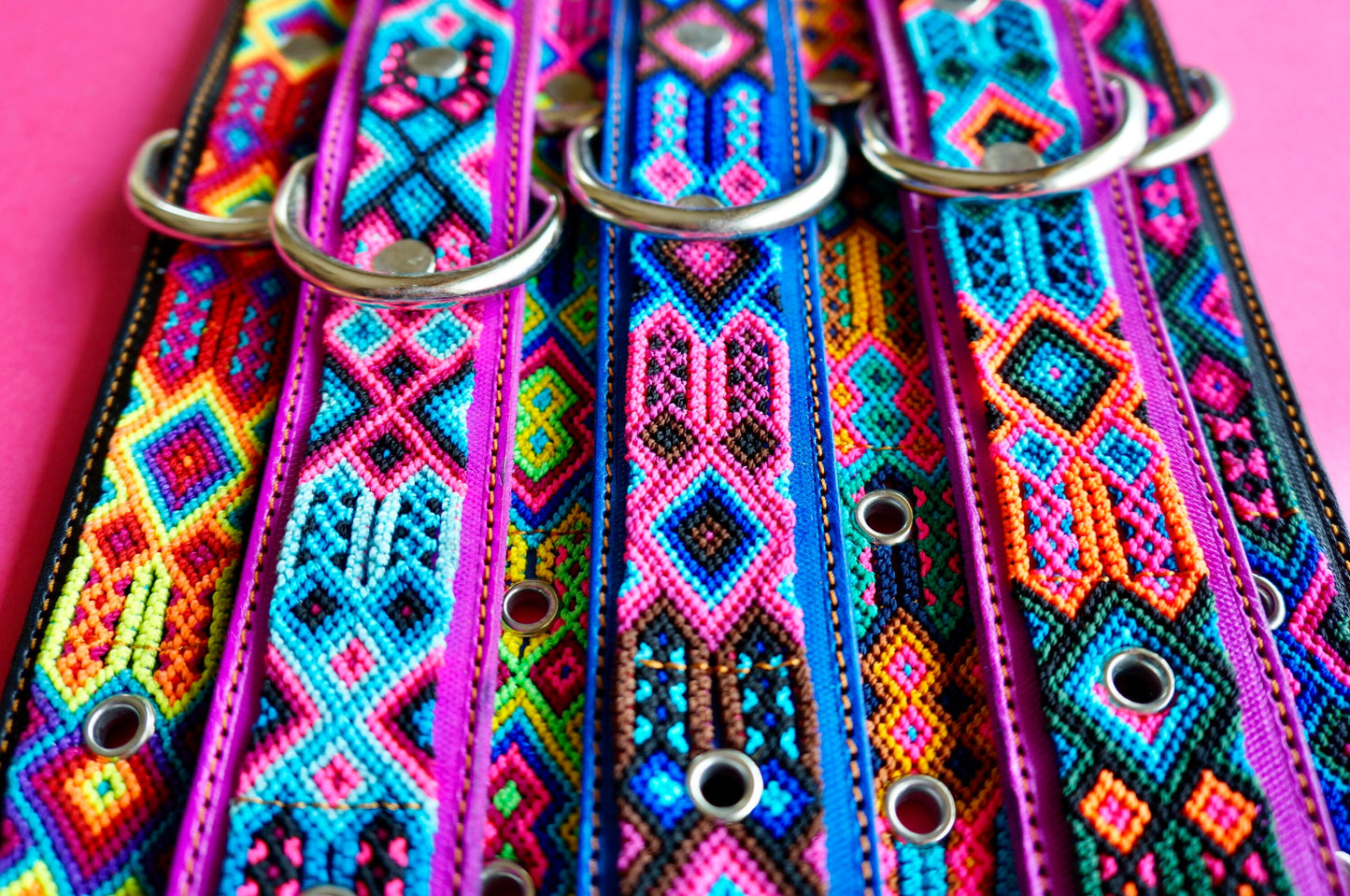 Large Leather Dog Collar | Woven Nylon Dog Collar | Fiesta Collar | Handmade Mexican Dog Collar | Large Dog Accessory