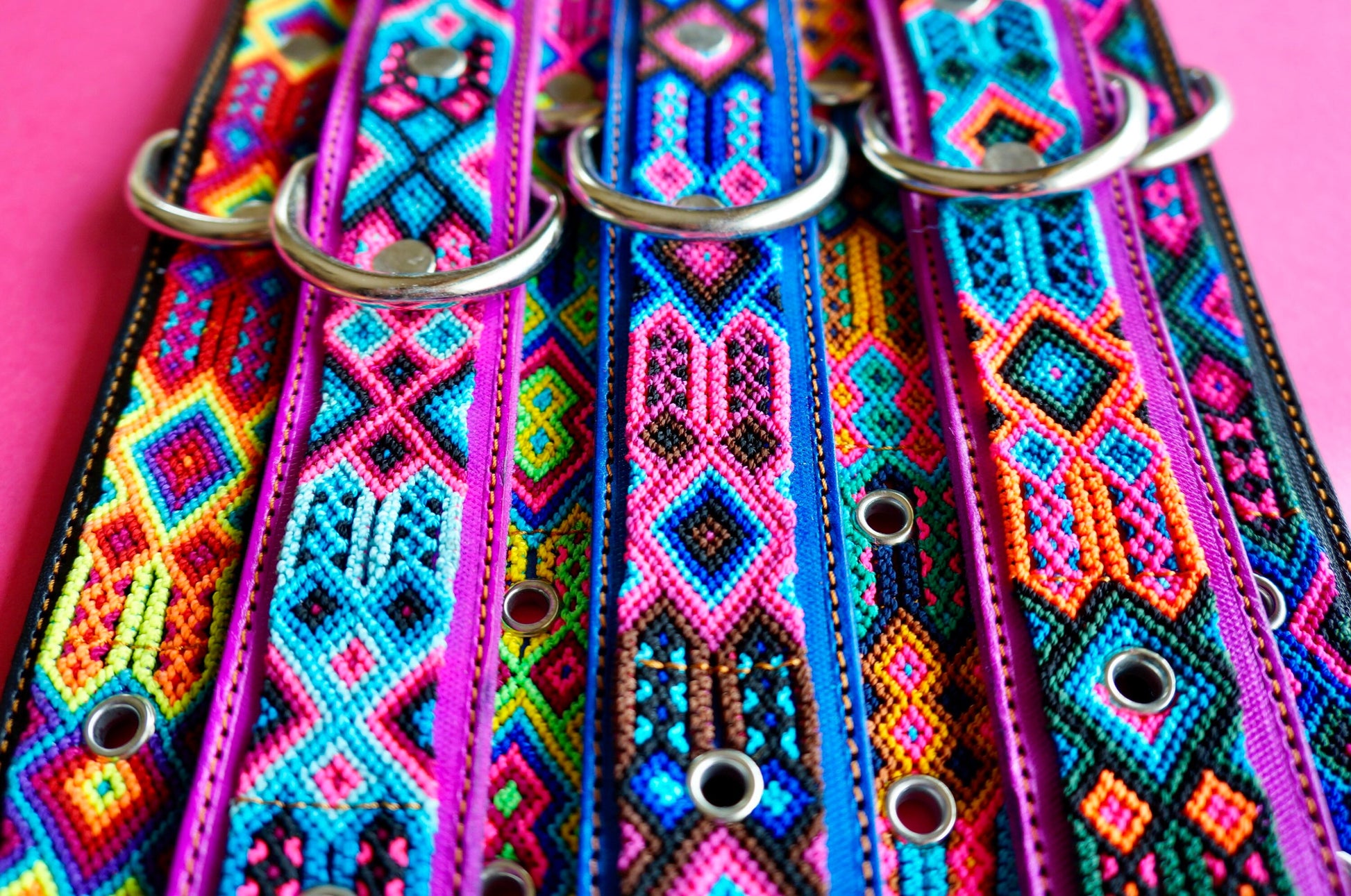 Large Leather Dog Collar | Woven Nylon Dog Collar | Fiesta Collar | Handmade Mexican Dog Collar | Large Dog Accessory