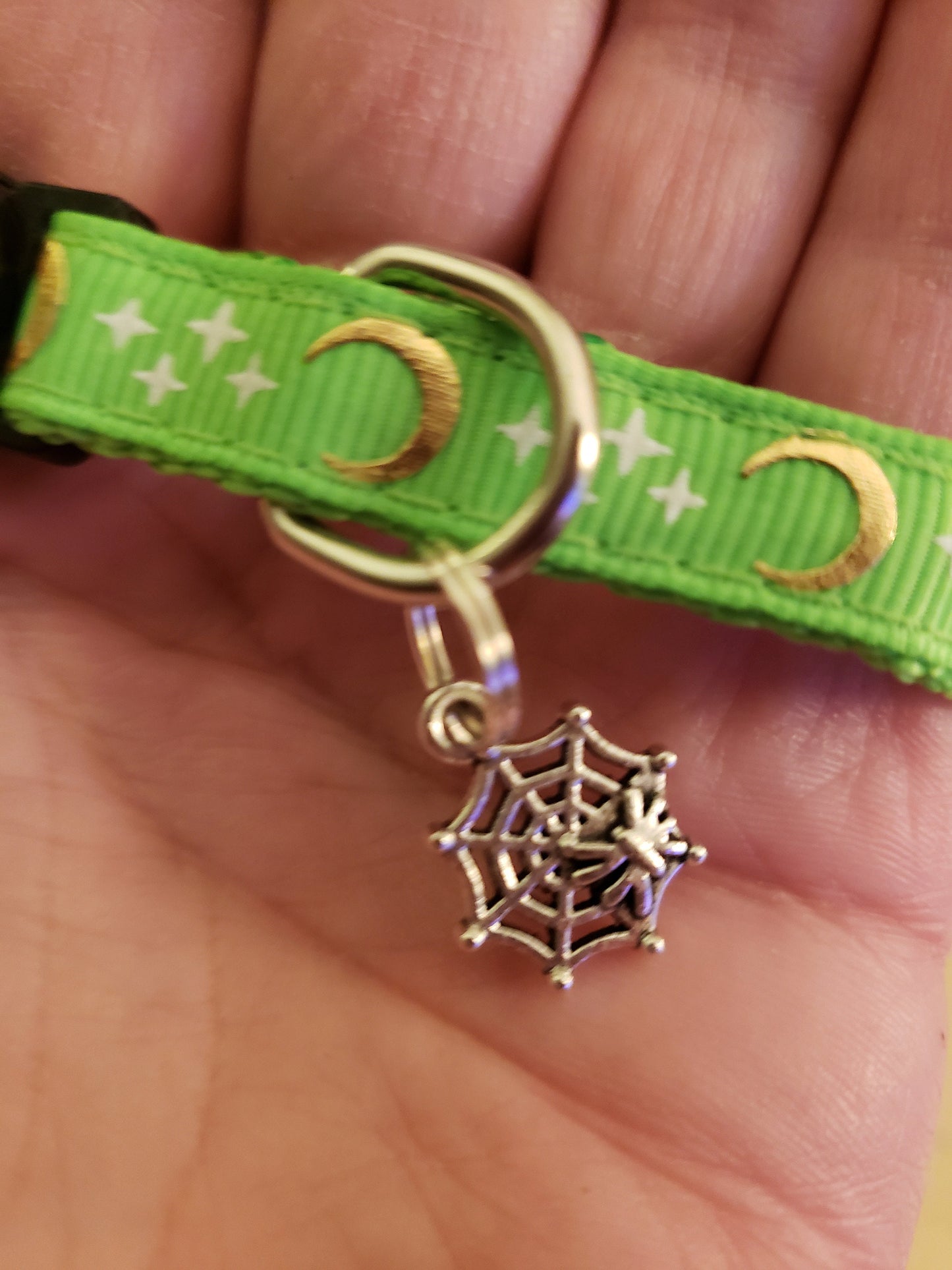 Full Moon Charged Glow in the Dark Witchy Cat Collars 6 Color Choices 9 Charm Choices NEW Triple Moon Lucifer Sigil Triquetra