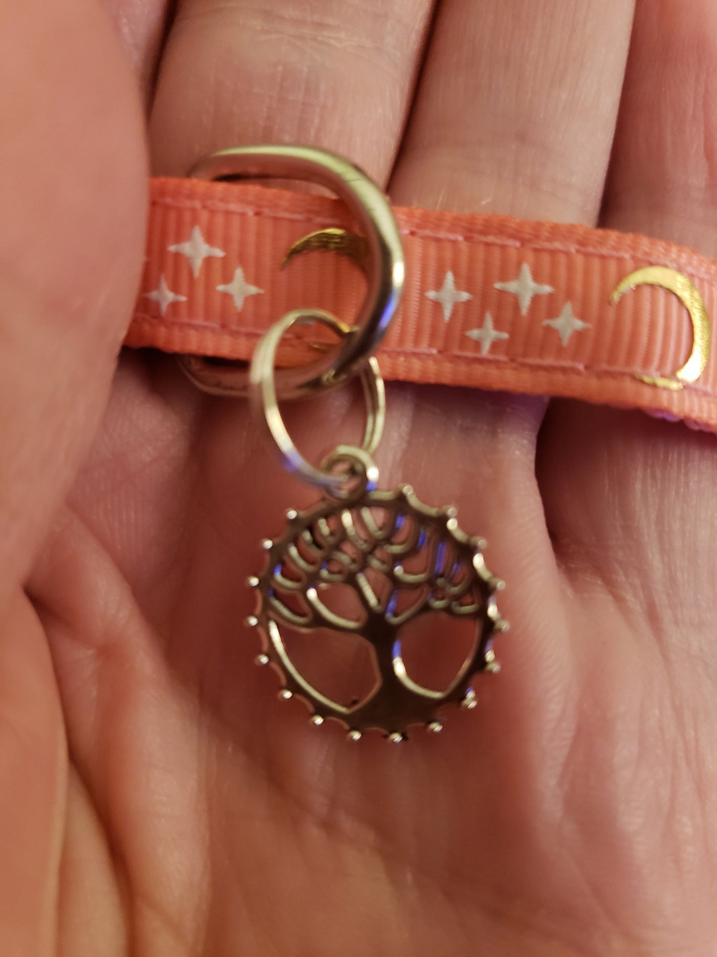 Full Moon Charged Glow in the Dark Witchy Cat Collars 6 Color Choices 9 Charm Choices NEW Triple Moon Lucifer Sigil Triquetra