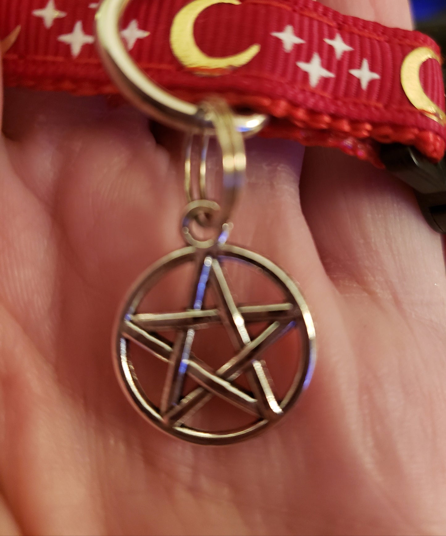 Full Moon Charged Glow in the Dark Witchy Cat Collars 6 Color Choices 9 Charm Choices NEW Triple Moon Lucifer Sigil Triquetra