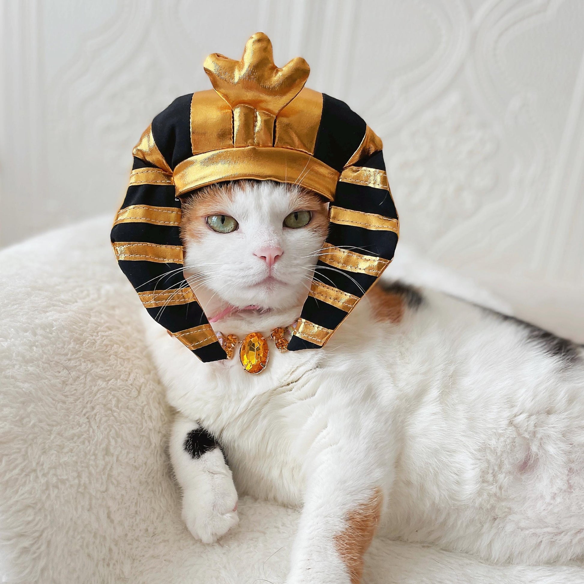 Egyptian King'S Headdress Pharaoh'S Crown Hat for Cat Dog Funny Halloween Costume Photoshoot Birthday Gifts for Pet Tiktok