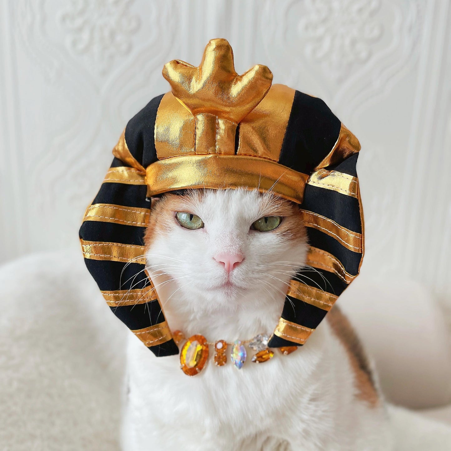 Egyptian King'S Headdress Pharaoh'S Crown Hat for Cat Dog Funny Halloween Costume Photoshoot Birthday Gifts for Pet Tiktok
