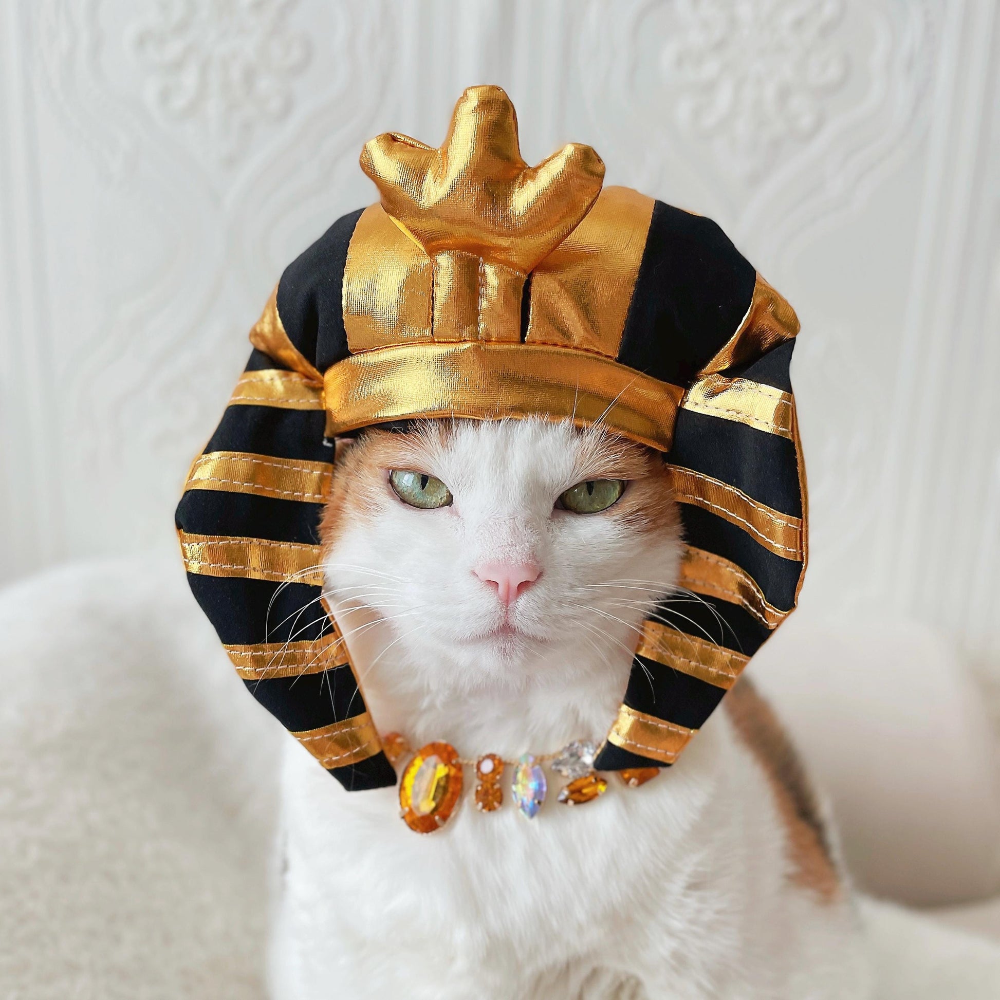 Egyptian King'S Headdress Pharaoh'S Crown Hat for Cat Dog Funny Halloween Costume Photoshoot Birthday Gifts for Pet Tiktok