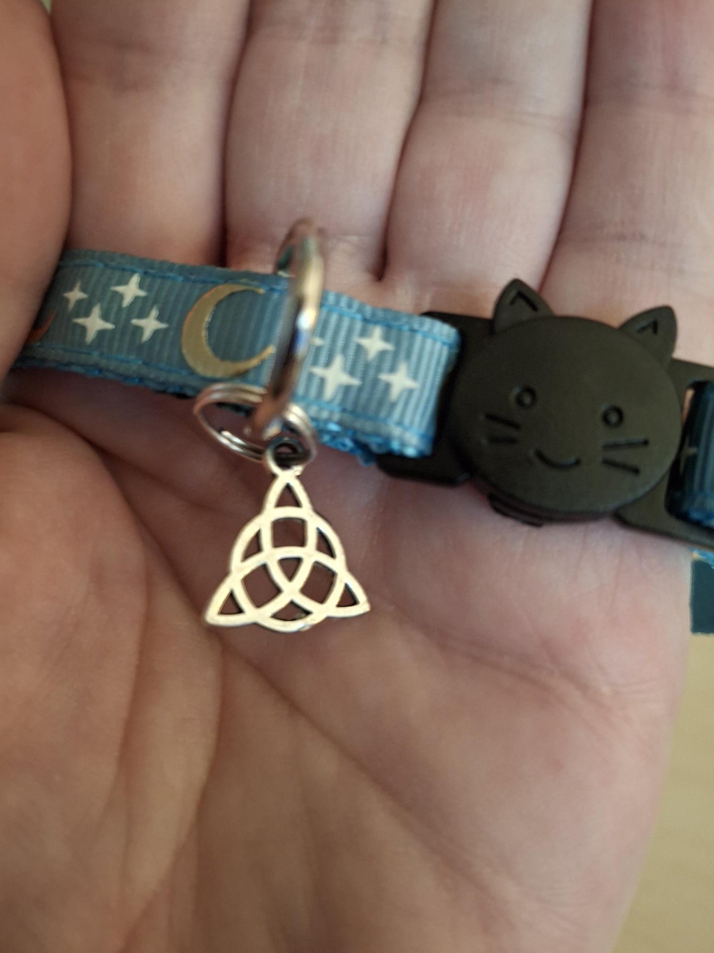 Full Moon Charged Glow in the Dark Witchy Cat Collars 6 Color Choices 9 Charm Choices NEW Triple Moon Lucifer Sigil Triquetra