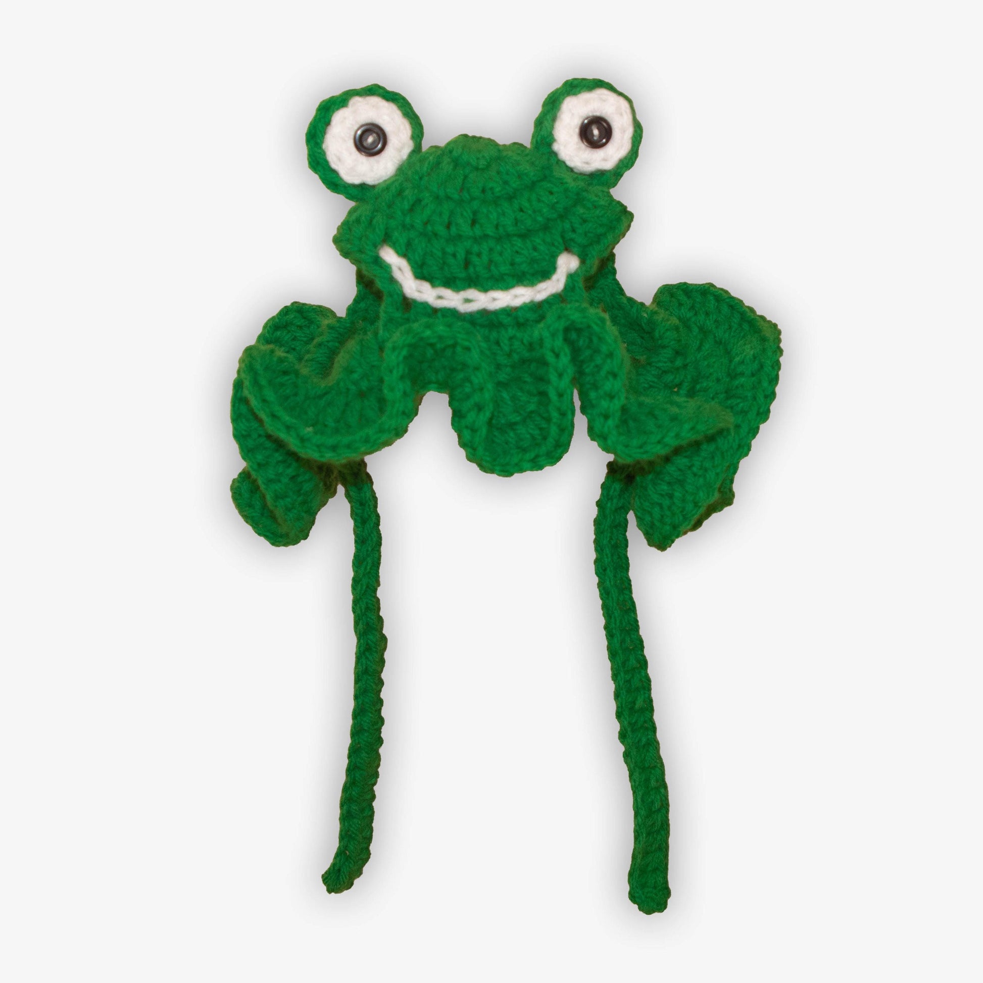 Crochet Frog Pet Hat (Hunter Green): Handcrafted Costume for Cats & Small Dogs