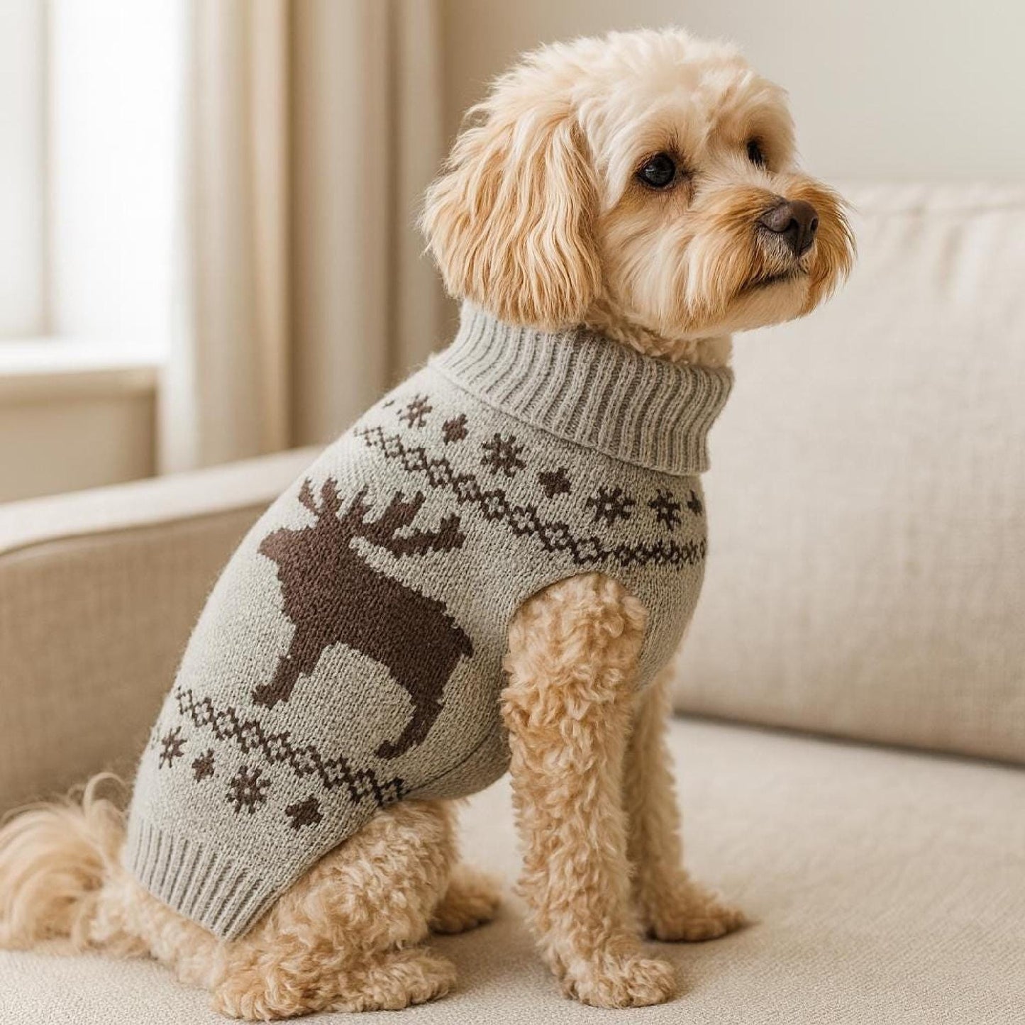 Christmas Ugly Dog Sweater, XS–2XL • Reindeer/Moose/Bones • Cozy Knit Pet Clothing • Winter Dog Apparel