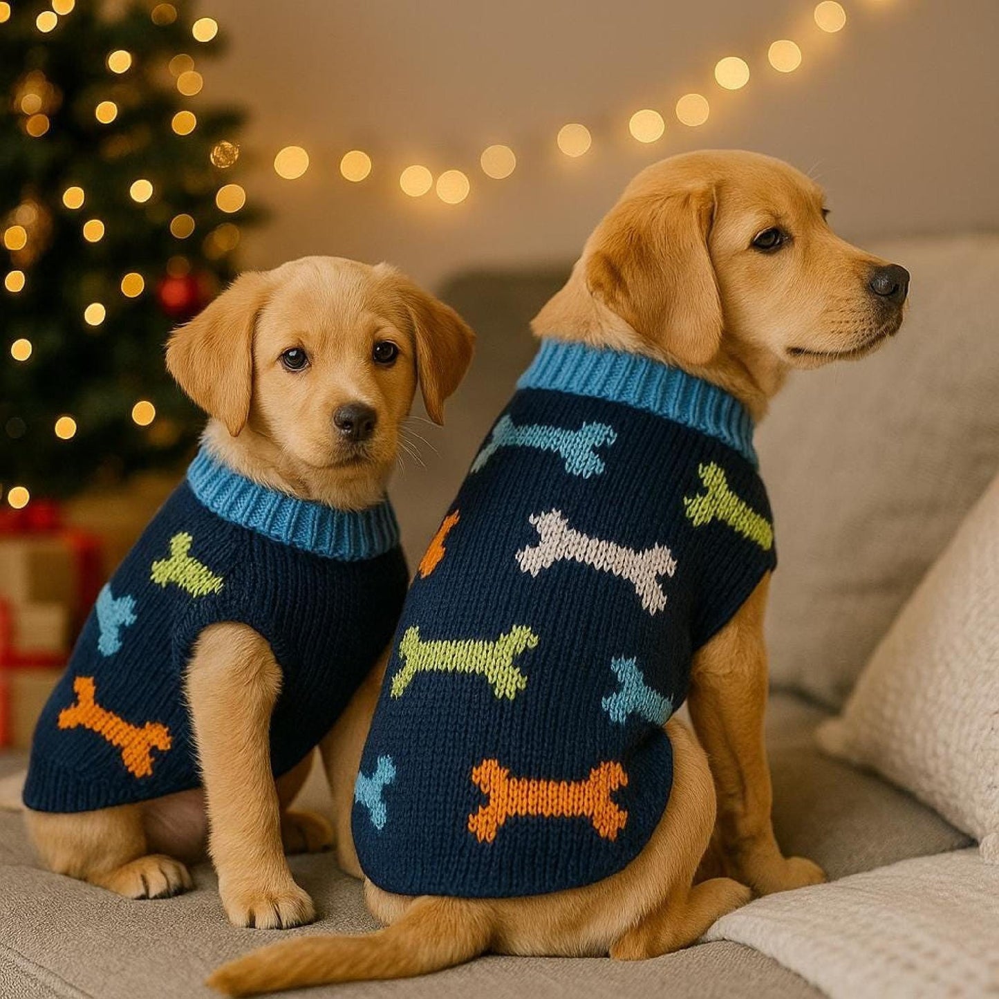 Christmas Ugly Dog Sweater, XS–2XL • Reindeer/Moose/Bones • Cozy Knit Pet Clothing • Winter Dog Apparel