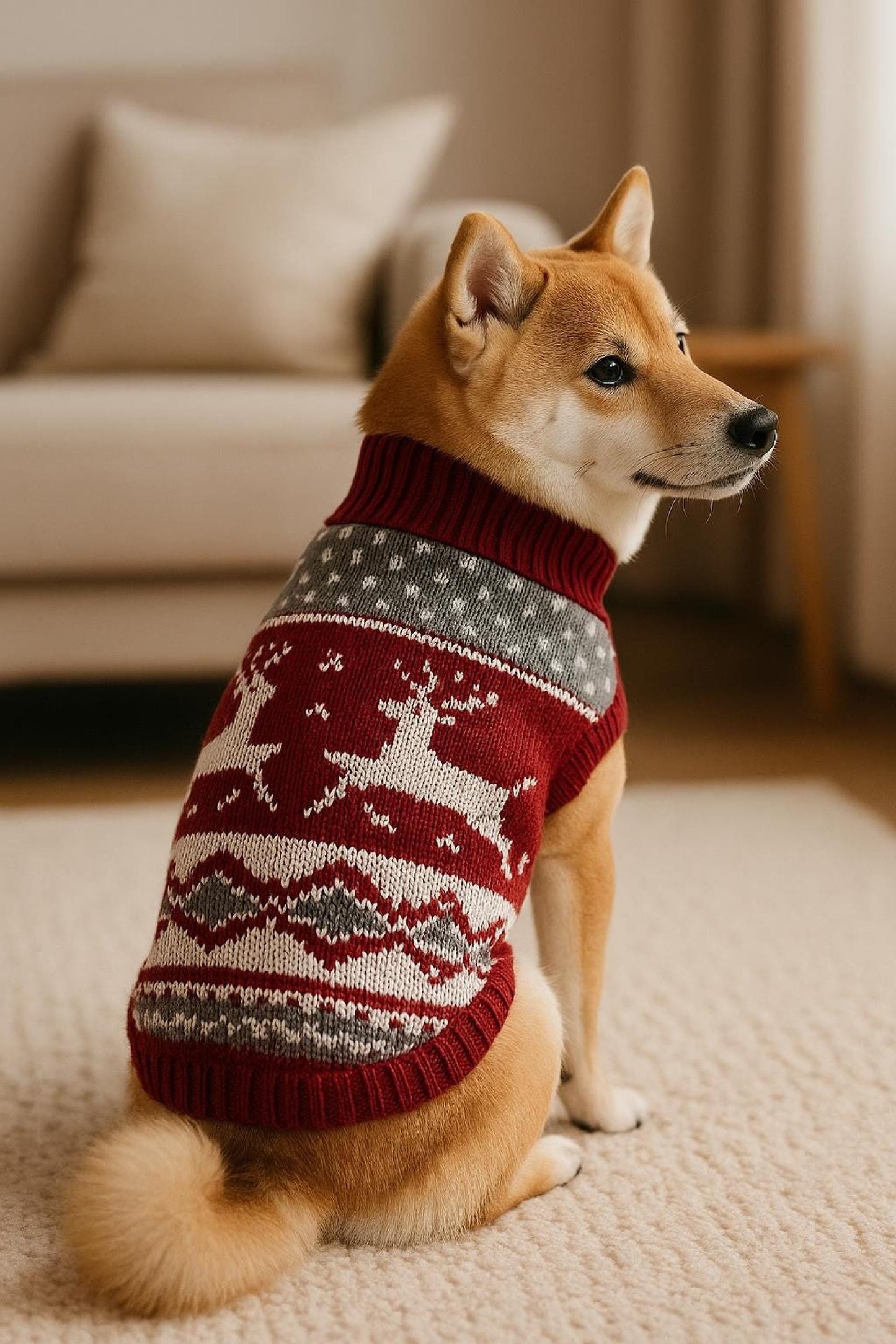 Christmas Ugly Dog Sweater, XS–2XL • Reindeer/Moose/Bones • Cozy Knit Pet Clothing • Winter Dog Apparel