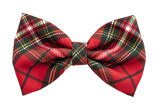 Christmas Plaid Dog Bow Red Plaid Pet Portrait Accessory Holiday Coquette Bow for Girls or Bowtie for Boys Family Photo with Pet